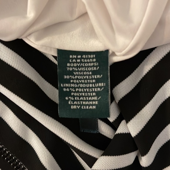 LAUREN RALPH LAUREN Black White Stripe Swing Sleeveless Lined Dress Size Small - Picture 4 of 4